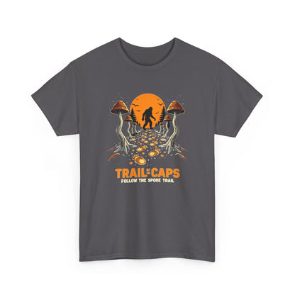Trailcaps Mushroom Tee — “Follow the Spore Trail” Forest Adventure Shirt