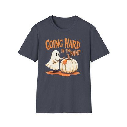 Halloween Ghost painting, T-Shirt, Fun Halloween Shirt, Unisex Softstyle Tee, Autumn Apparel, Pumpkin Design Tee