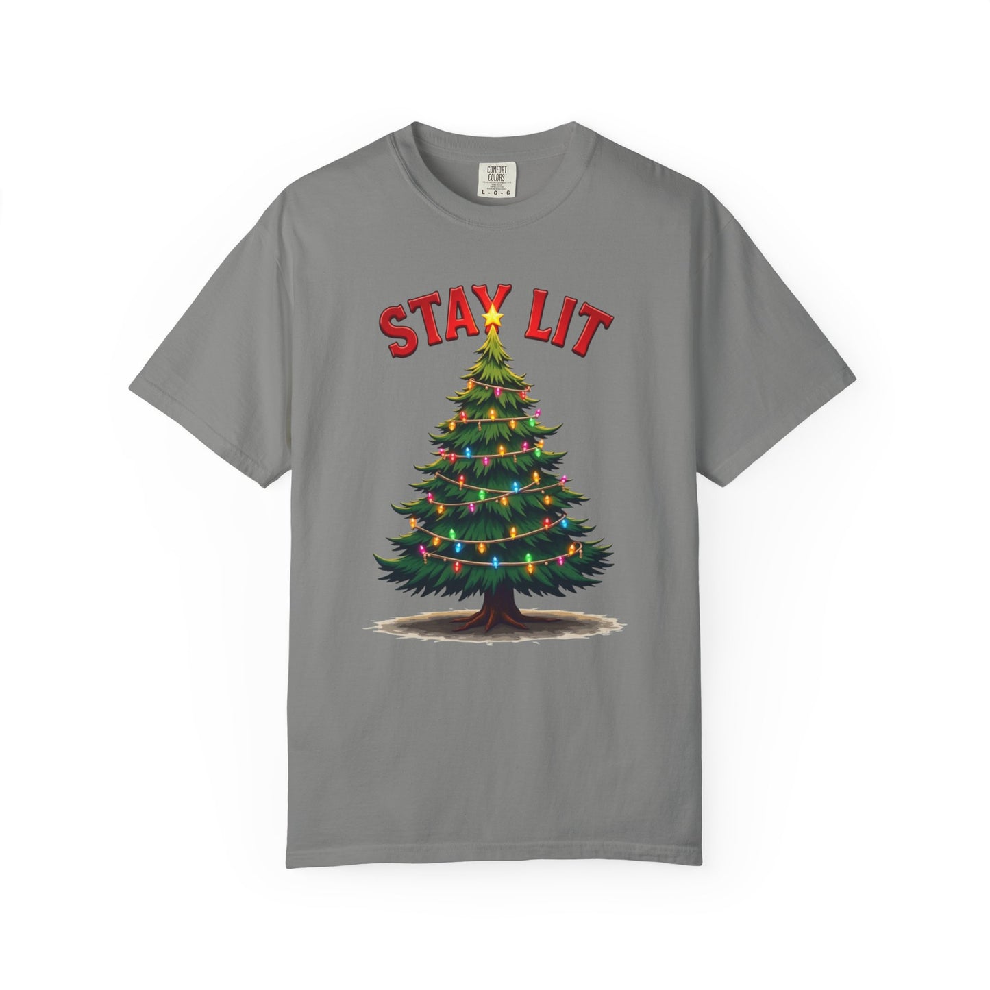Stay Lit Christmas T-Shirt — Festive Holiday Tree Graphic Tee