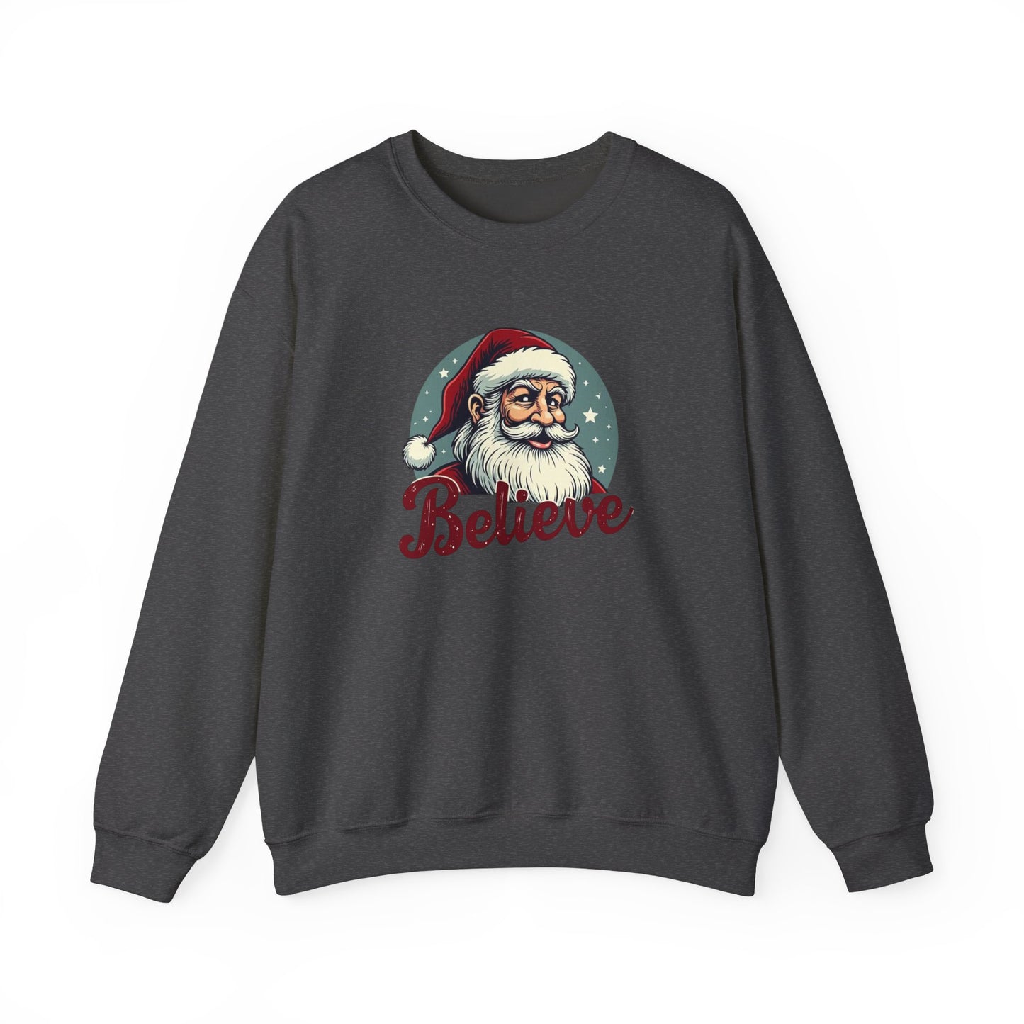 Believe Santa Crewneck Sweatshirt — Vintage Christmas Holiday Sweatshirt