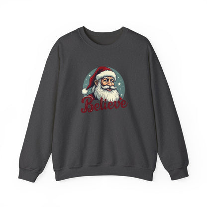 Believe Santa Crewneck Sweatshirt — Vintage Christmas Holiday Sweatshirt