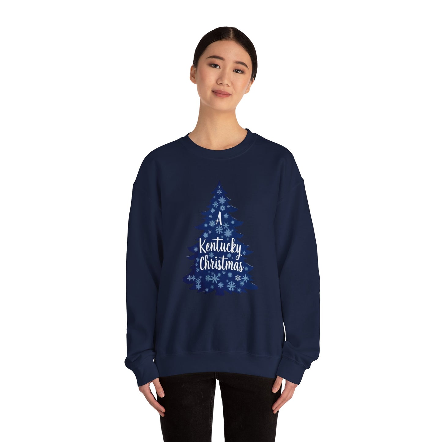 Kentucky Christmas Sweatshirt — Blue Plaid Tree Holiday Crewneck