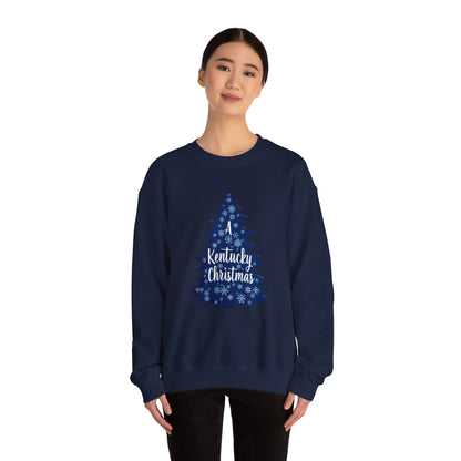 Kentucky Christmas Sweatshirt — Blue Plaid Tree Holiday Crewneck