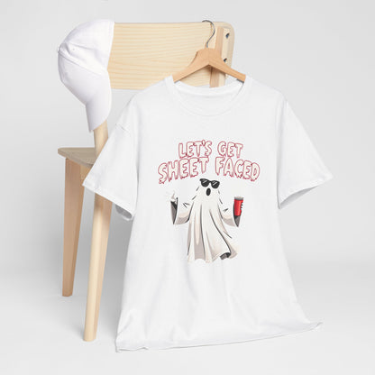 Let's Get Sheet Faced Ghost T‑Shirt — Funny Halloween Party Tee