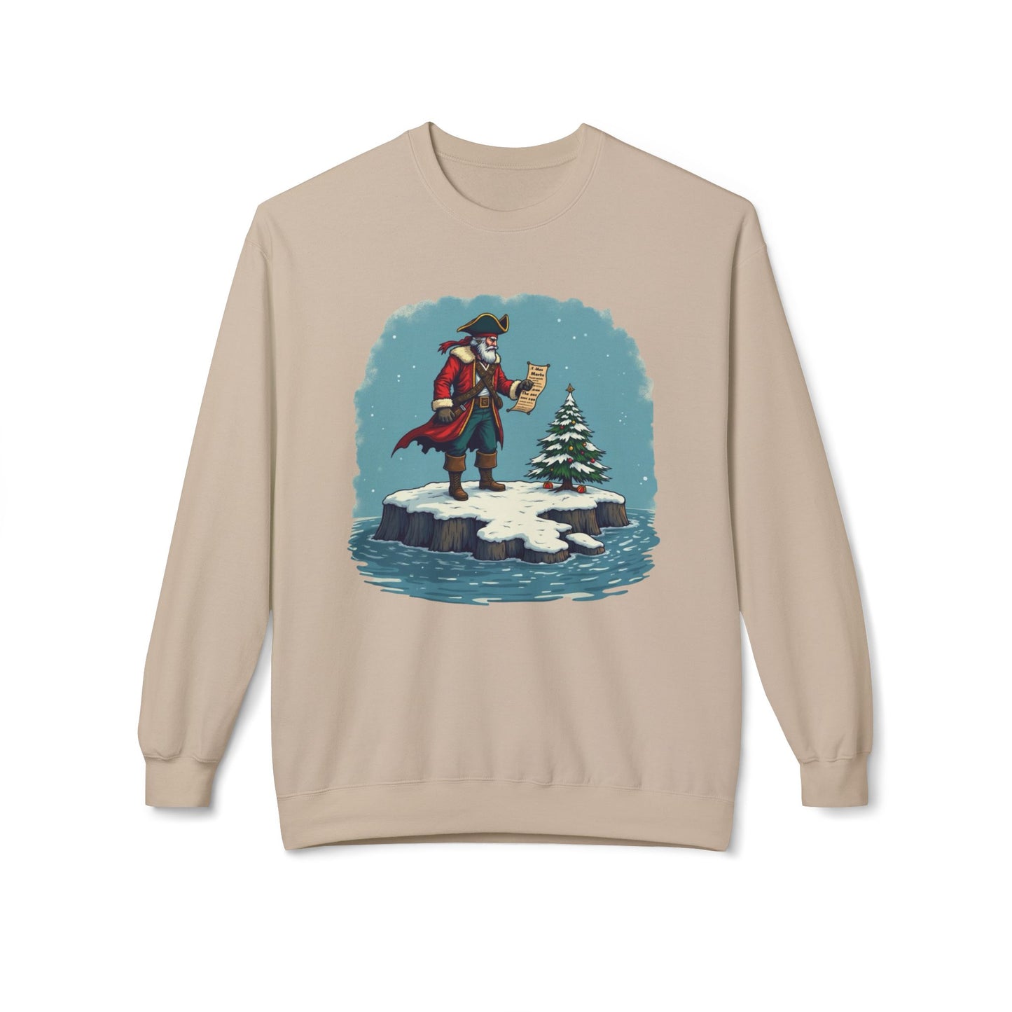 Colonial Santa and Tree, Unisex Midweight Softstyle Fleece Crewneck Sweatshirt