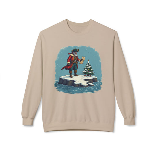 Colonial Santa and Tree, Unisex Midweight Softstyle Fleece Crewneck Sweatshirt