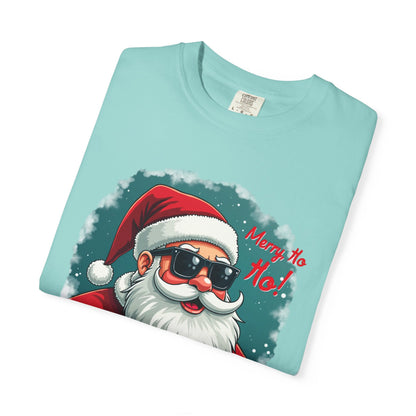 Santa Sunglasses T-Shirt — "Merry Ho Ho!" Cool Retro Christmas Tee
