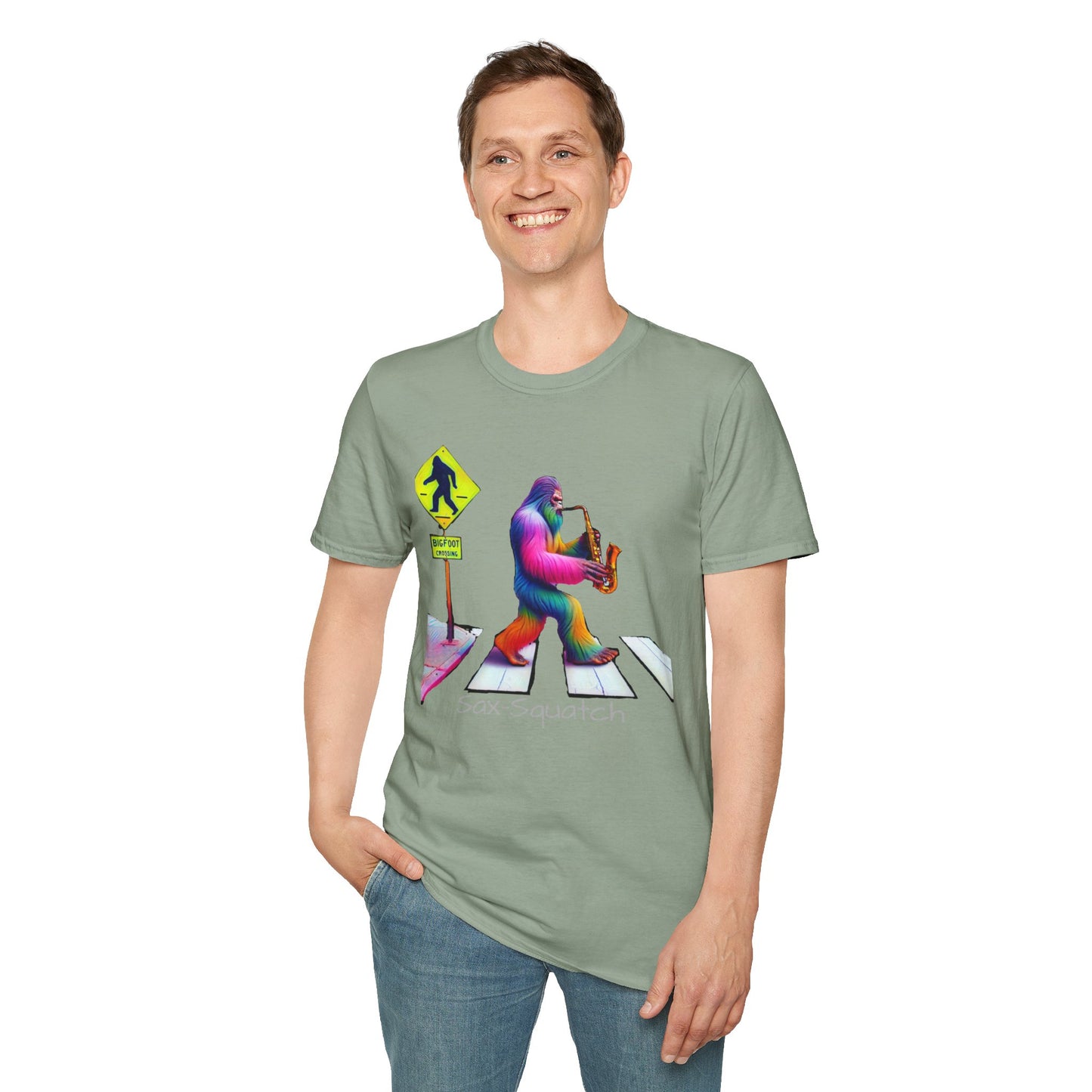 Sax-Squatch, Unisex Softstyle T-Shirt