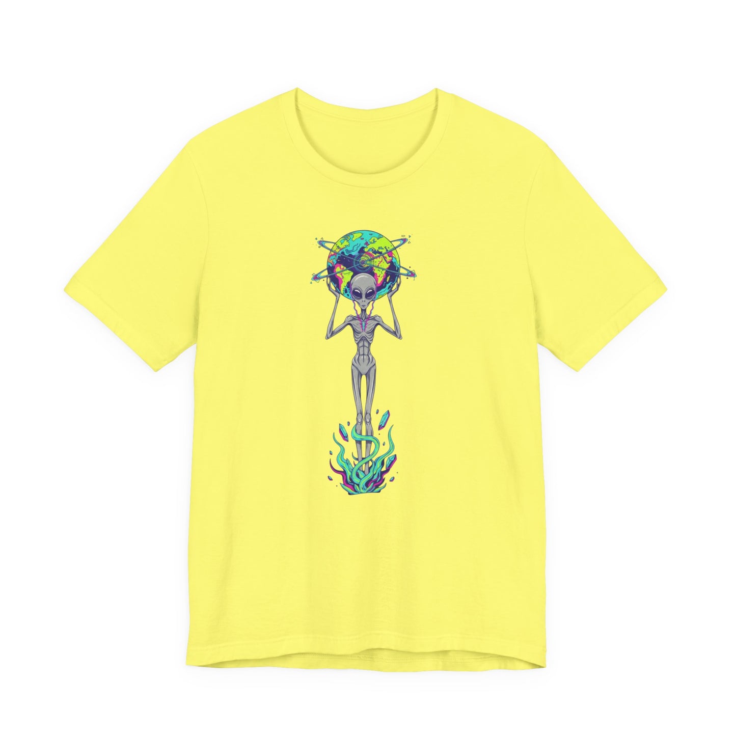 Alien Holding Earth Graphic Tee — Cosmic Sci‑Fi Alien Shirt