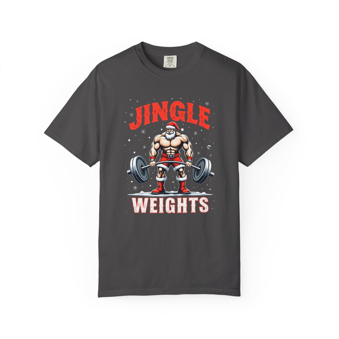 Jingle Weights T-Shirt — Santa Weightlifting Gym Tee (Christmas Fitness Gift)