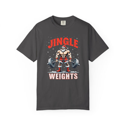 Jingle Weights T-Shirt — Santa Weightlifting Gym Tee (Christmas Fitness Gift)