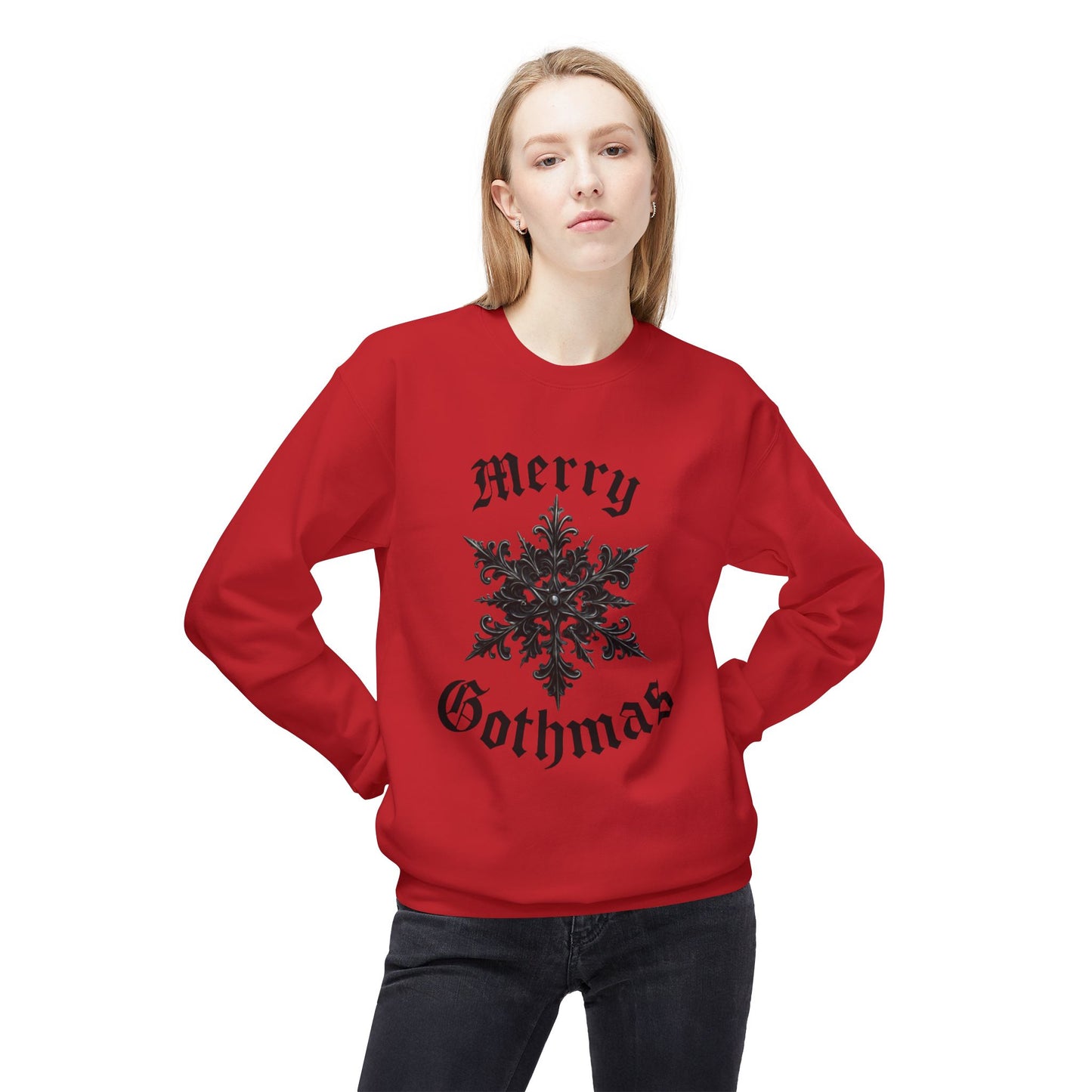 Gothic 'Merry Gothmas' Snowflake Crewneck Sweatshirt
