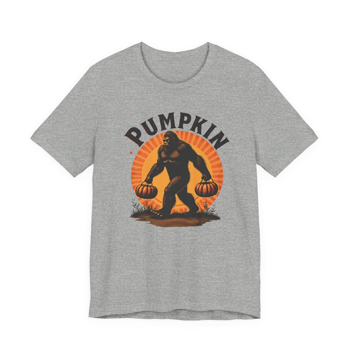 Pumpkin Bigfoot T-Shirt – Unisex Harvest Tee for Fall, Halloween, Autumn Celebrations, Gift for Nature Lovers, Casual Wear