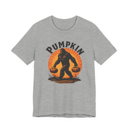 Pumpkin Bigfoot T-Shirt – Unisex Harvest Tee for Fall, Halloween, Autumn Celebrations, Gift for Nature Lovers, Casual Wear