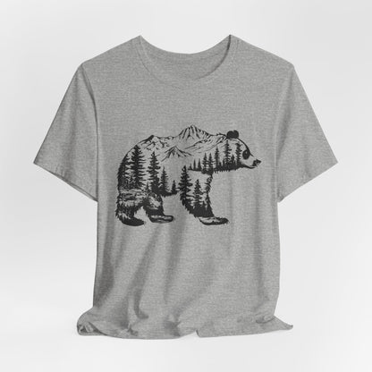Mountain Bear Graphic Tee — Forest Silhouette Nature T-Shirt