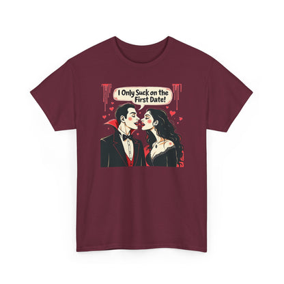 Vampire Couple Tee — "I Only Suck on the First Date" Gothic Graphic T-Shirt