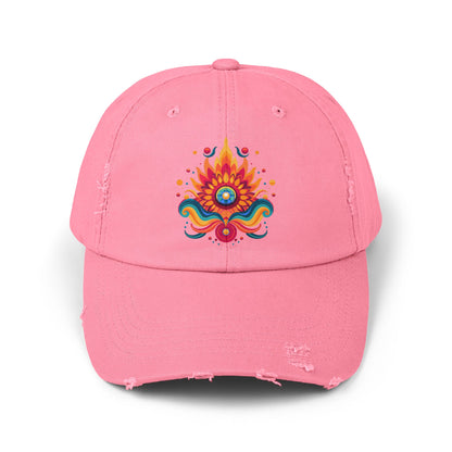 Eternal Psychedelic Flame Distressed Cap — Exploring Love Vintage Hat
