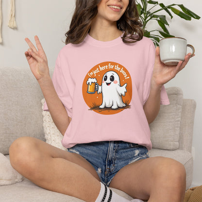 Halloween Ghost Beer T-Shirt — "I’m Just Here for the Boos" Cute Spooky Tee