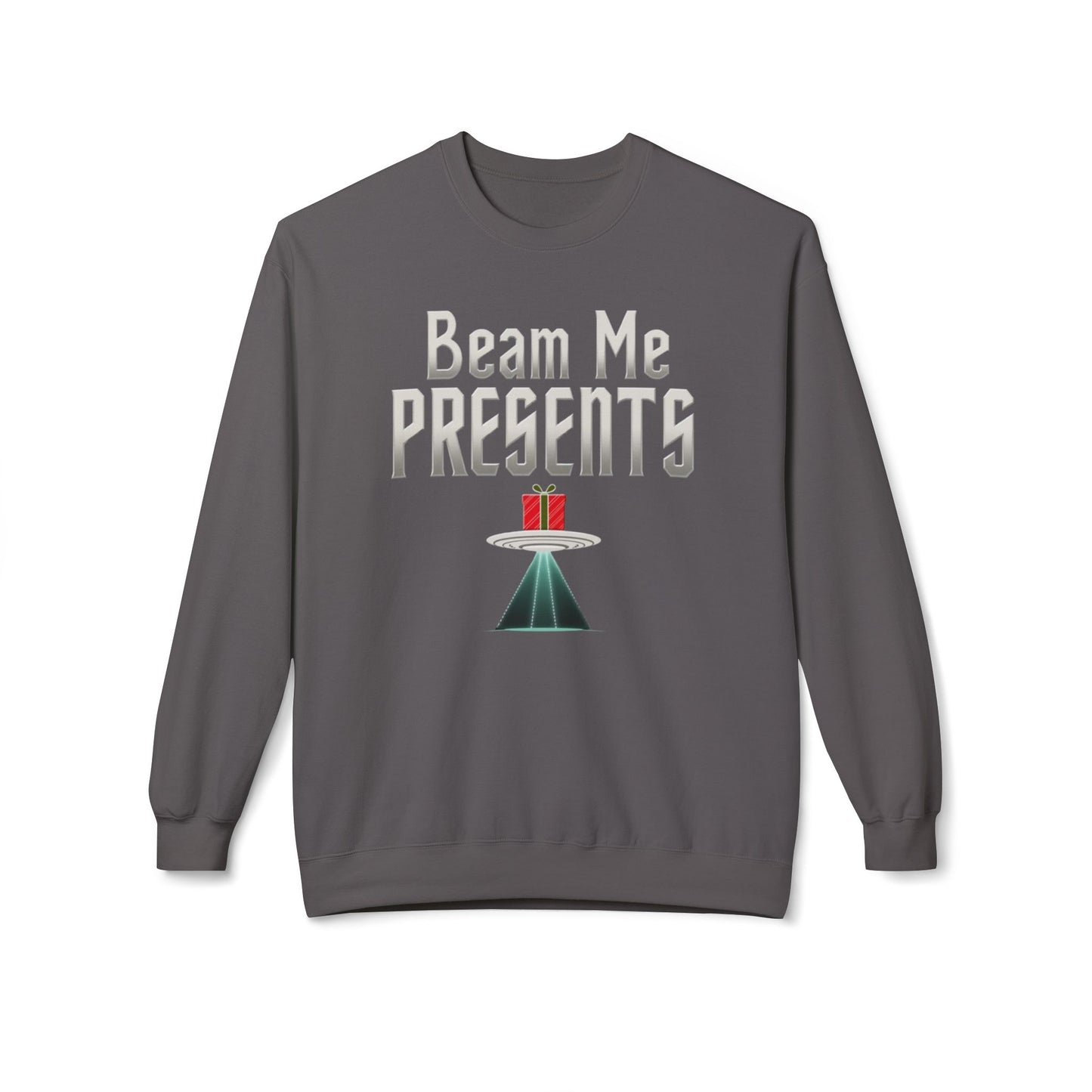 Crewneck Sweatshirt — "Beam Me Presents" UFO Holiday Gift Sweatshirt