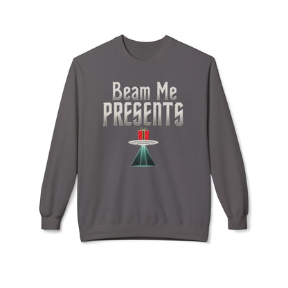 Crewneck Sweatshirt — "Beam Me Presents" UFO Holiday Gift Sweatshirt