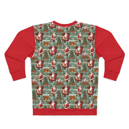Ugly Santa Pattern Sweatshirt — Vintage Christmas All-Over Print