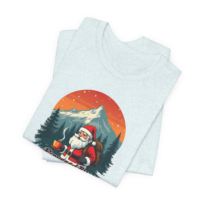 Coffee-Powered Santa T-Shirt — "Powered by Coffee" Holiday Tee