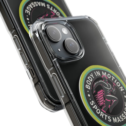 Sports Massage, Clear Magnetic Phone Case — "Body in Motion Sports Massage" PopGrip Compatible
