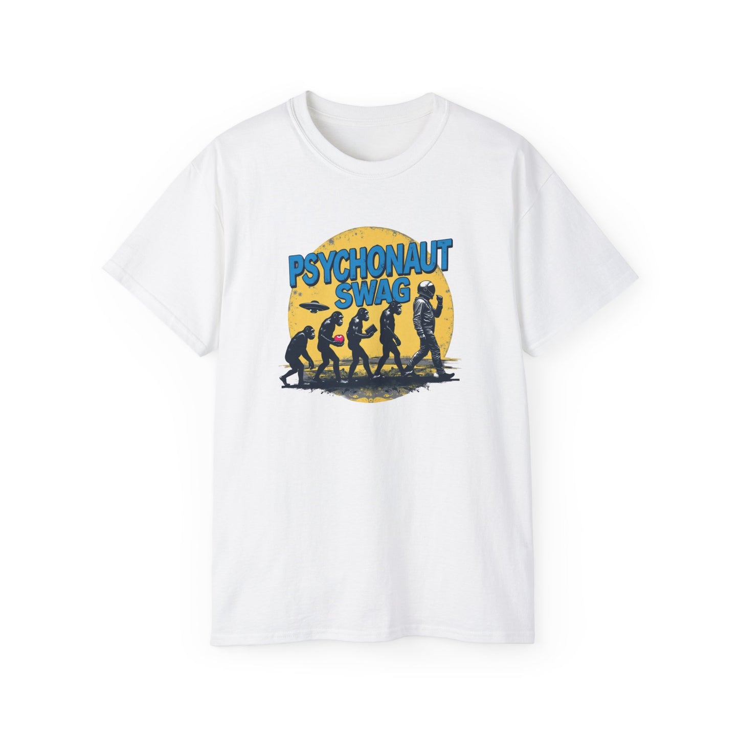 Psychonaut Evolution of Man Sunset, Unisex Tee, Retro Graphic T-Shirt, Music Festival Attire, Gift for Gamers, Casual Streetwear