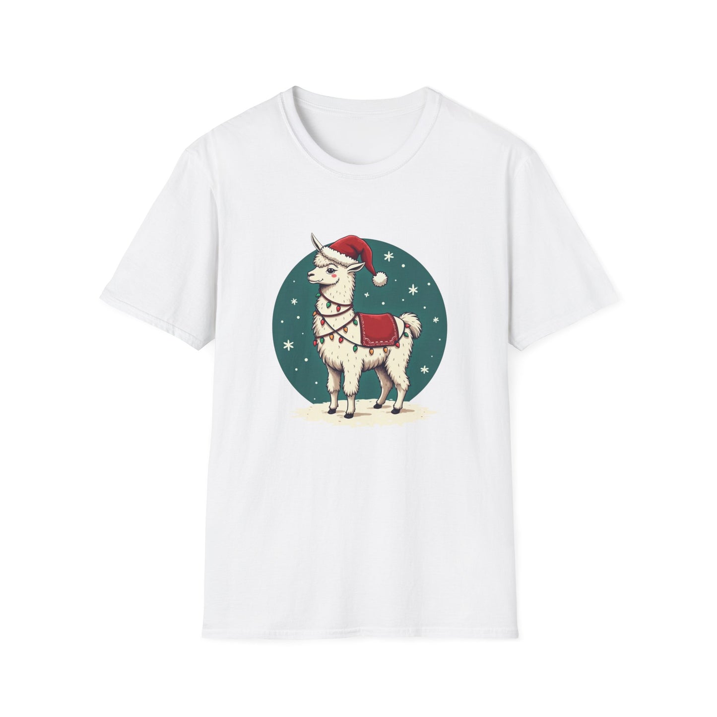Christmas Llama T-Shirt — Cute Santa Hat Holiday Graphic Tee