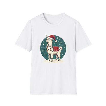 Christmas Llama T-Shirt — Cute Santa Hat Holiday Graphic Tee