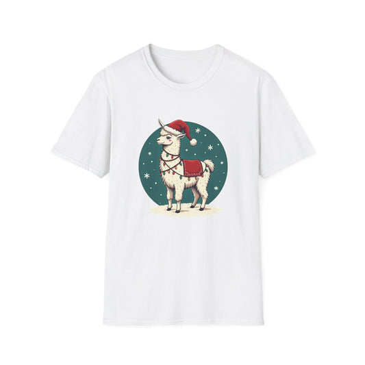 Christmas Llama T-Shirt — Cute Santa Hat Holiday Graphic Tee