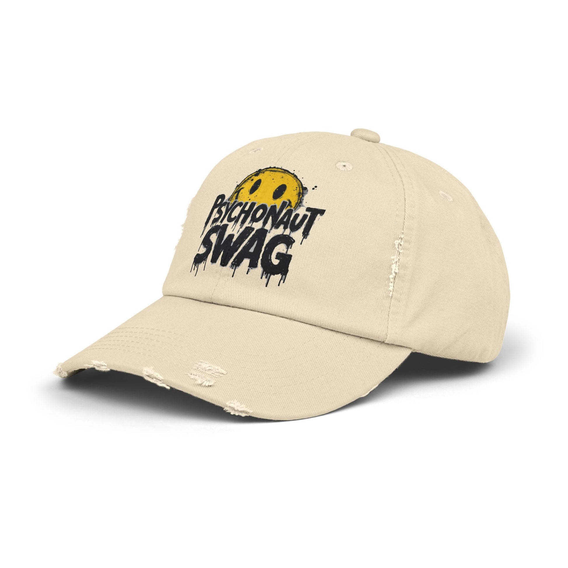 Psycho Unisex Distressed Cap, Cool Casual Hat, Streetwear Accessory, Gift for Trendsetters, Festival Gear, Summer Vibes - Psychonaut Swag