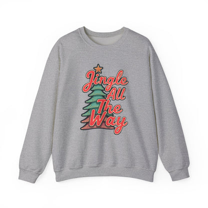 Christmas Sweatshirt — "Jingle All The Way" Retro Tree Holiday Crewneck