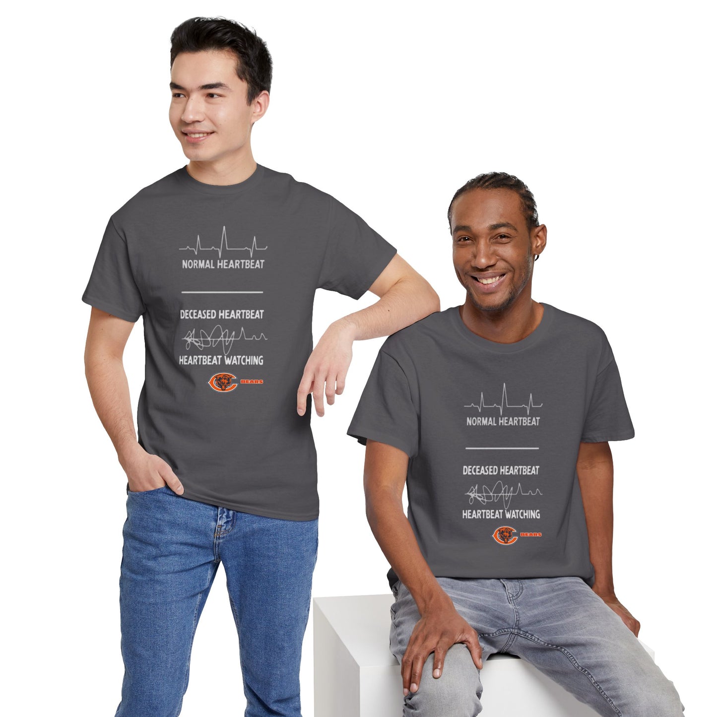 Bears Heartbeat Monitoring Tee — "Normal Heartbeat / Deceased Heartbeat / Heartbeat Watching" Graphic T-Shirt