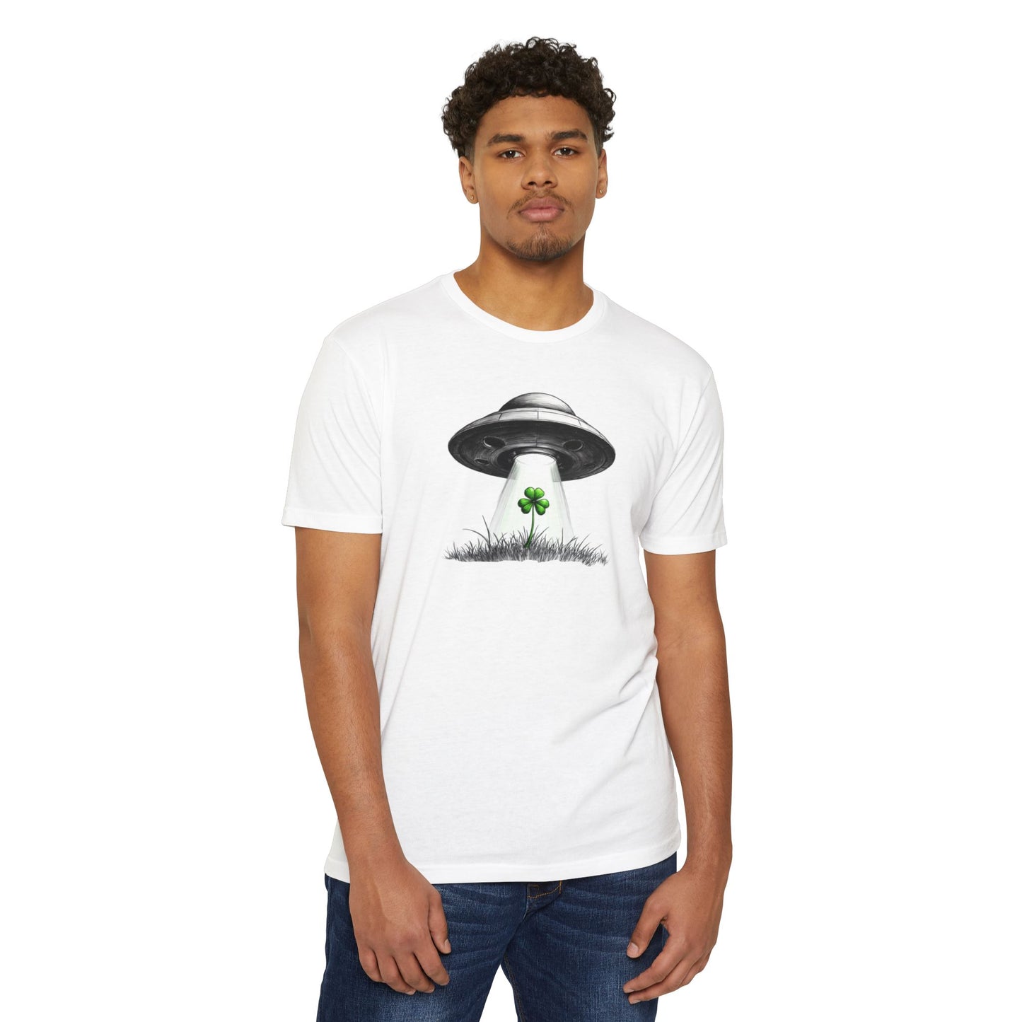 UFO Abduction Shamrock Tee — St. Patrick’s Day Alien Graphic T-Shirt