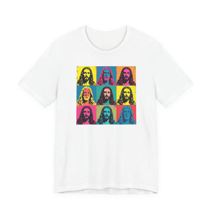 Jesus, Pop Art T-Shirt — Retro Colorful Nine-Panel Graphic Tee