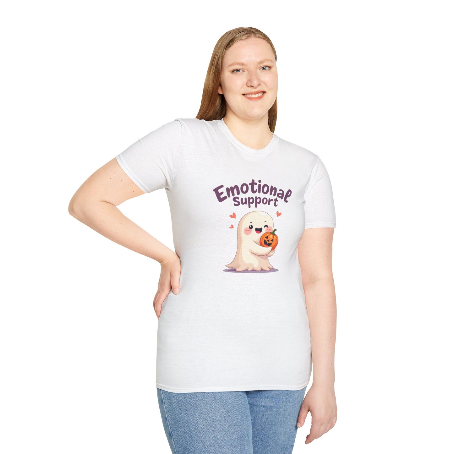 Emotional Support Ghost T-Shirt — Cute Halloween Pumpkin Comfort Tee