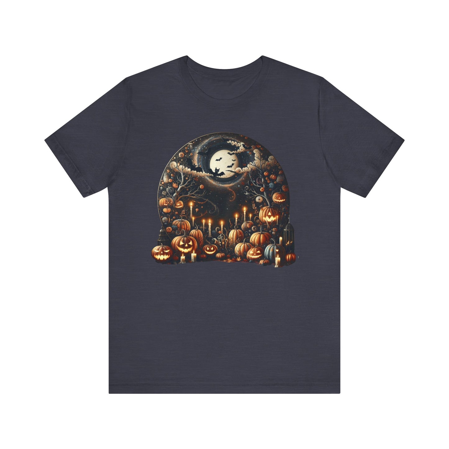 Halloween Pumpkin mural, Short Sleeve Tee, Spooky Tee, Unisex Halloween Shirt, Autumn T-shirt, Harvest Festival Shirt, Trick or Treat Shirt, [...]