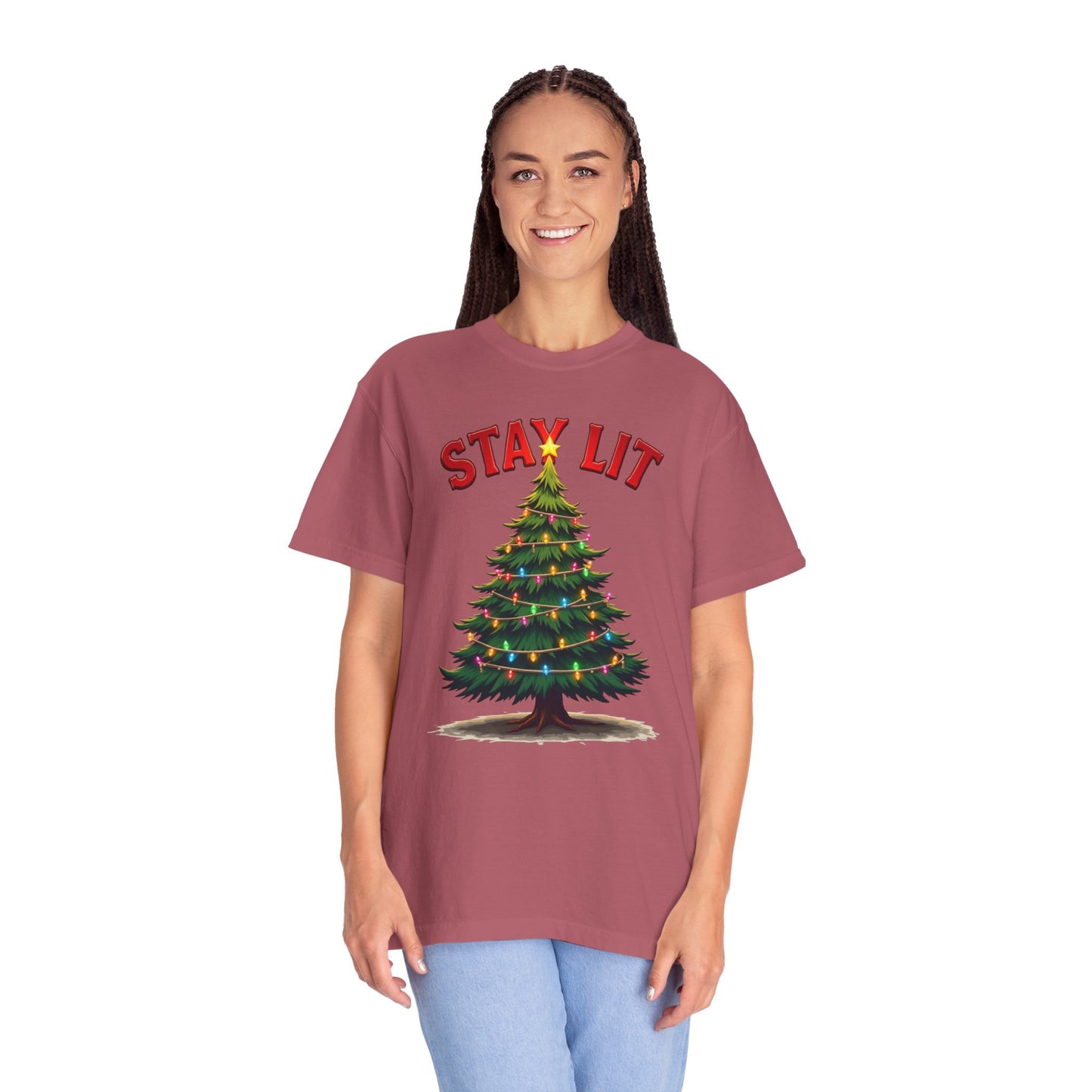 Stay Lit Christmas T-Shirt — Festive Holiday Tree Graphic Tee