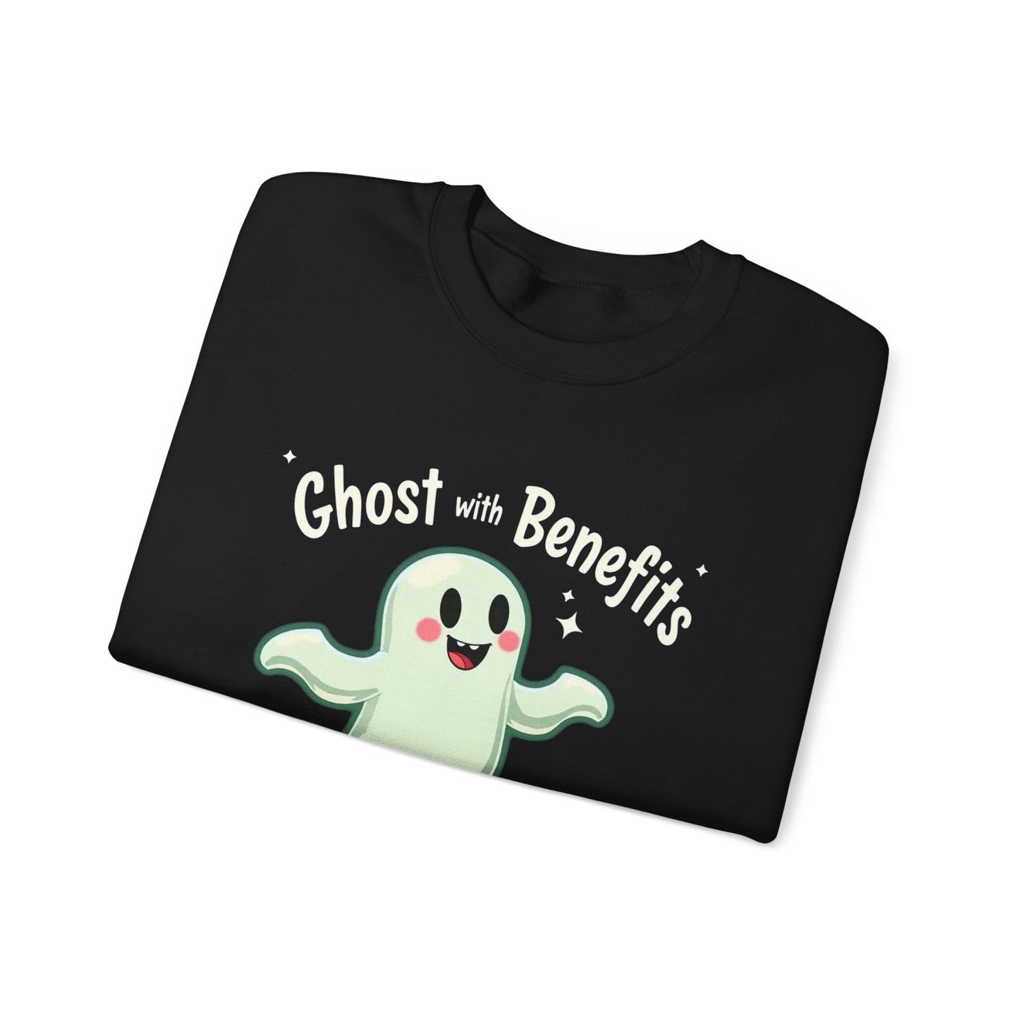Ghost with Benefits Crewneck Sweatshirt — Cute Halloween Ghost Graphic