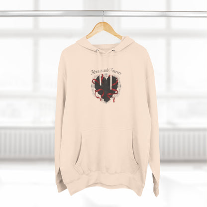 Rose Heart Hoodie — "Always and Forever" Gothic Floral Fleece Pullover
