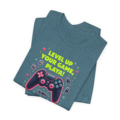 Level Up Your Game Playah! Gaming T-Shirt — Retro Controller Design