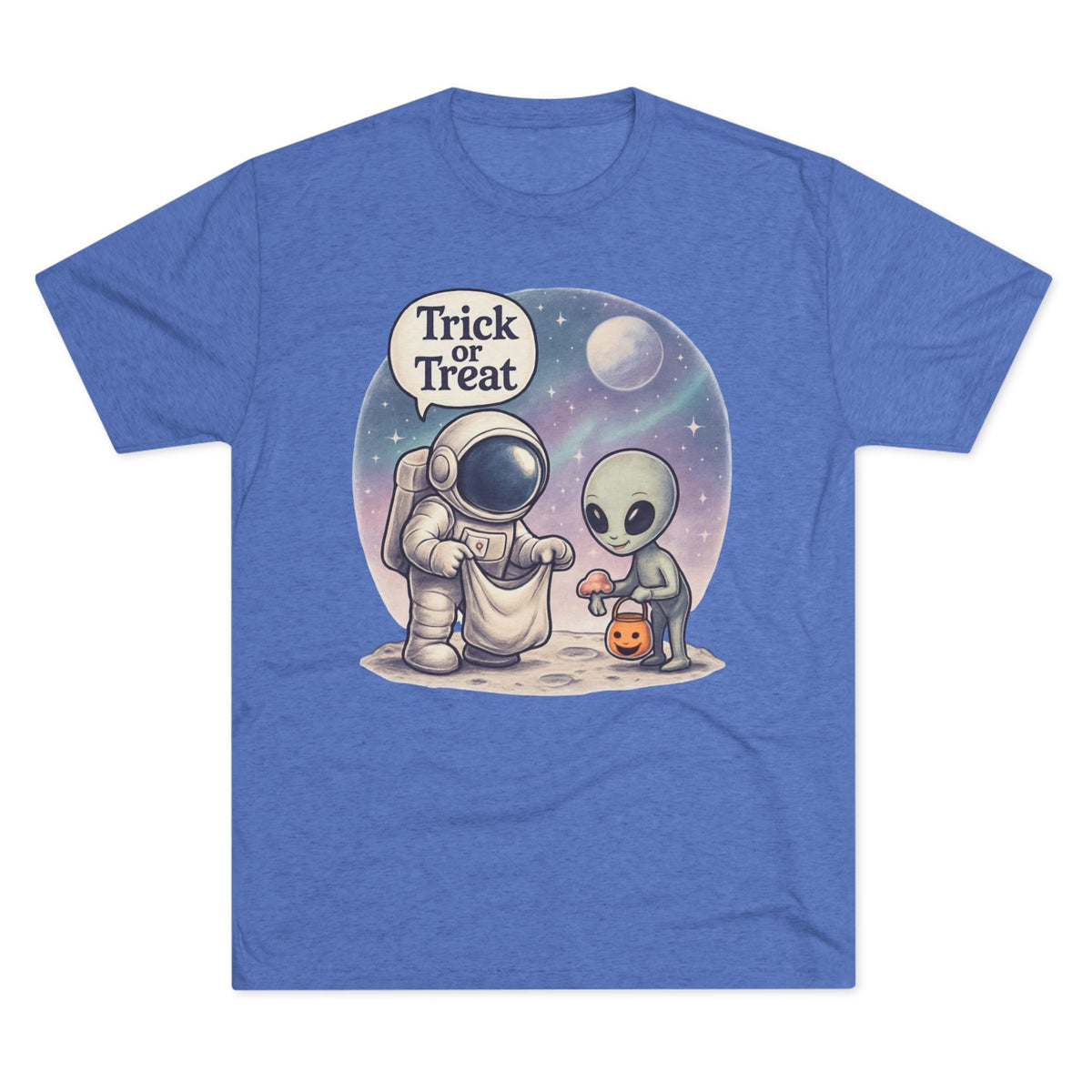 Space Trick or Treat Crew Tee, Halloween T-Shirt, Space Theme Shirt, Unisex Graphic Tee, Fun Costume Tee, Gift for Space Lovers