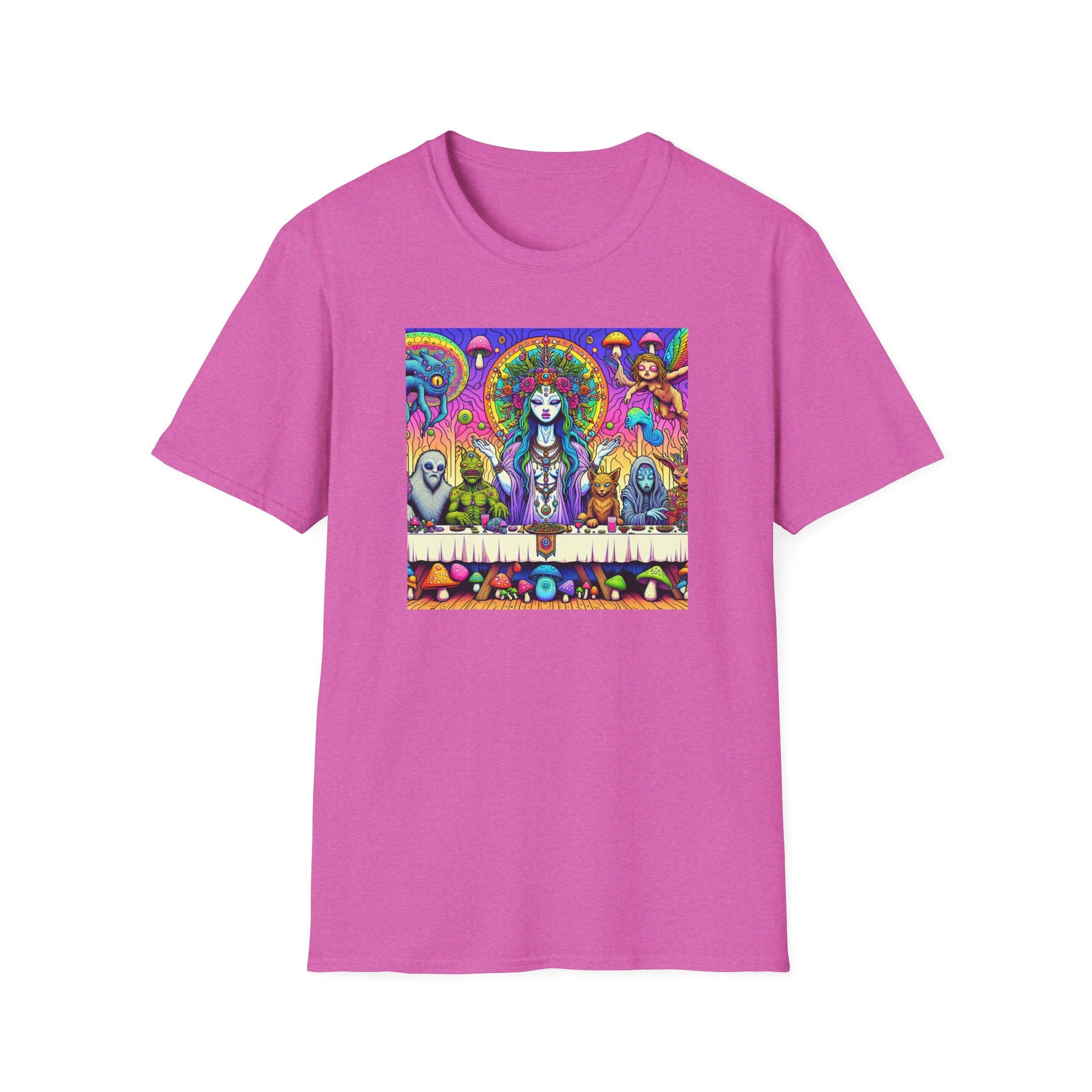 Mushroom Last Supper, Unisex Softstyle T-Shirt - Psychonaut Swag