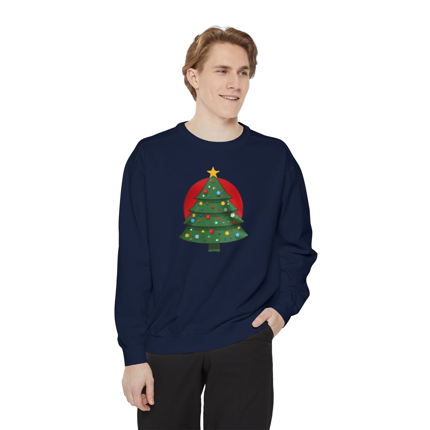 Christmas Tree Sweater, Unisex Garment-Dyed Sweatshirt