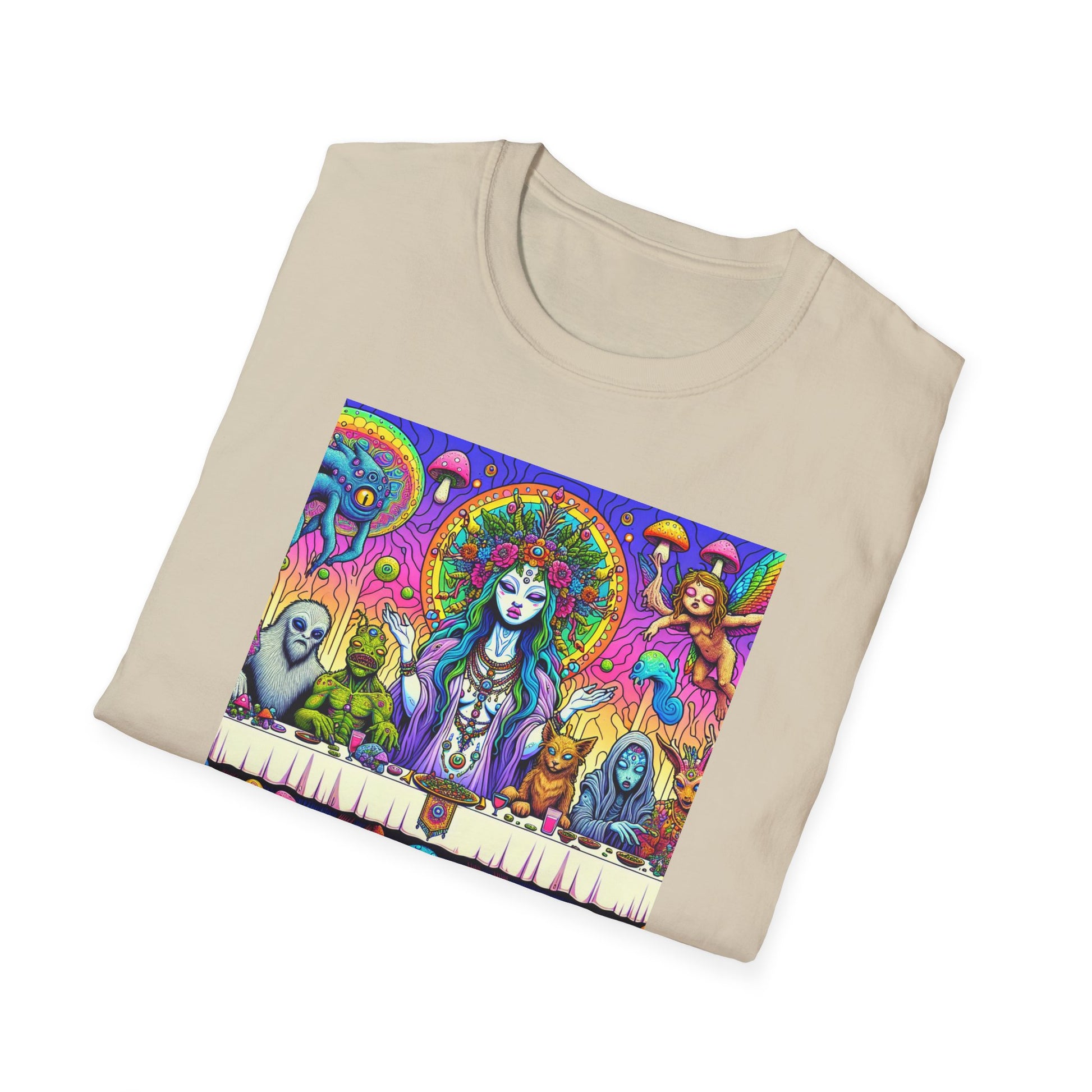 Mushroom Last Supper, Unisex Softstyle T-Shirt - Psychonaut Swag