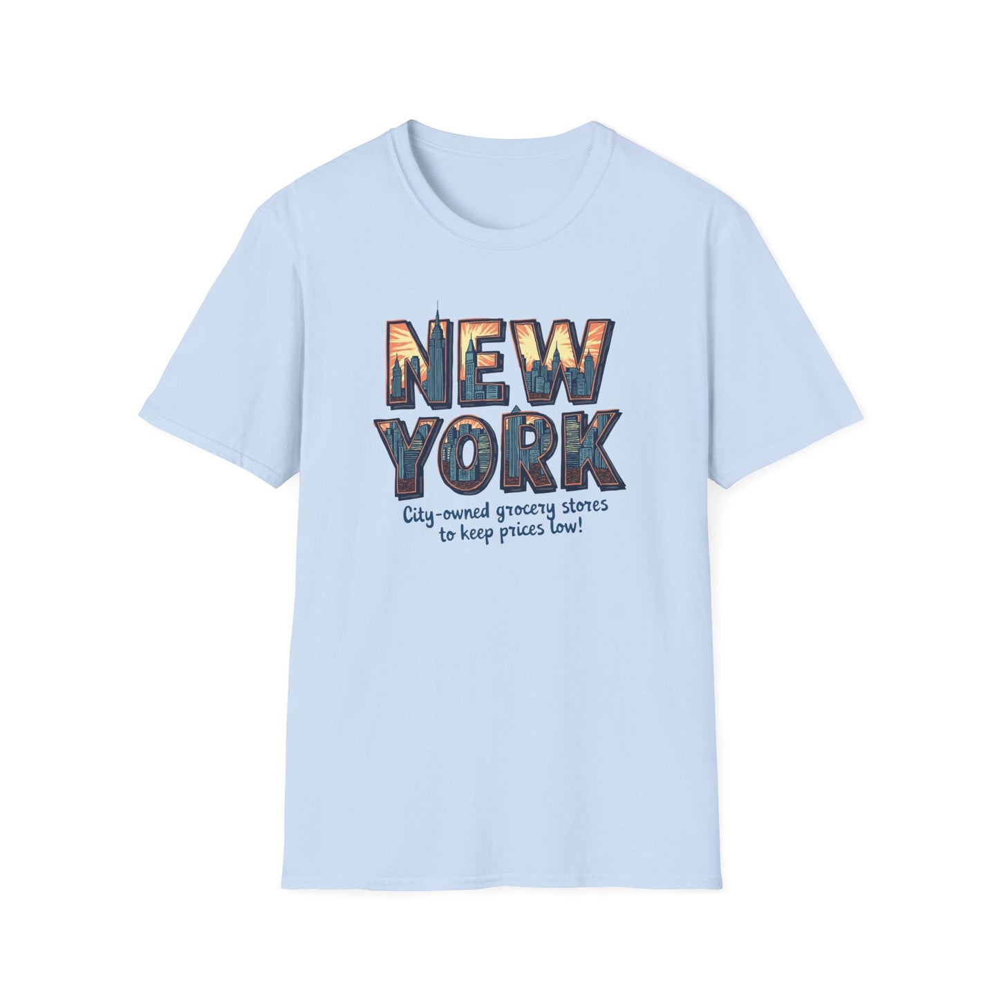 New York Vintage Cityscape T-Shirt — City-Owned Grocery Stores Retro Graphic Tee