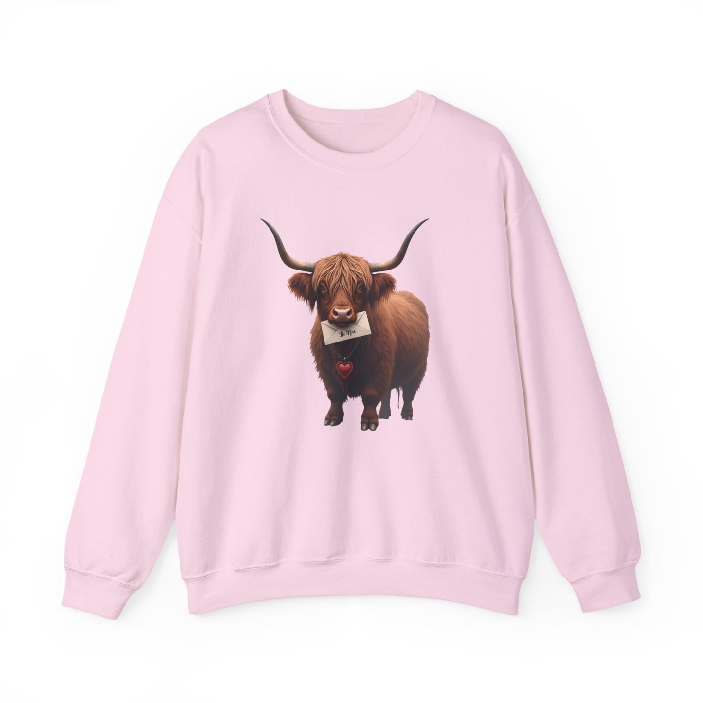 Highland Cow with Valentine, Unisex Heavy Blend™ Crewneck Sweatshirt
