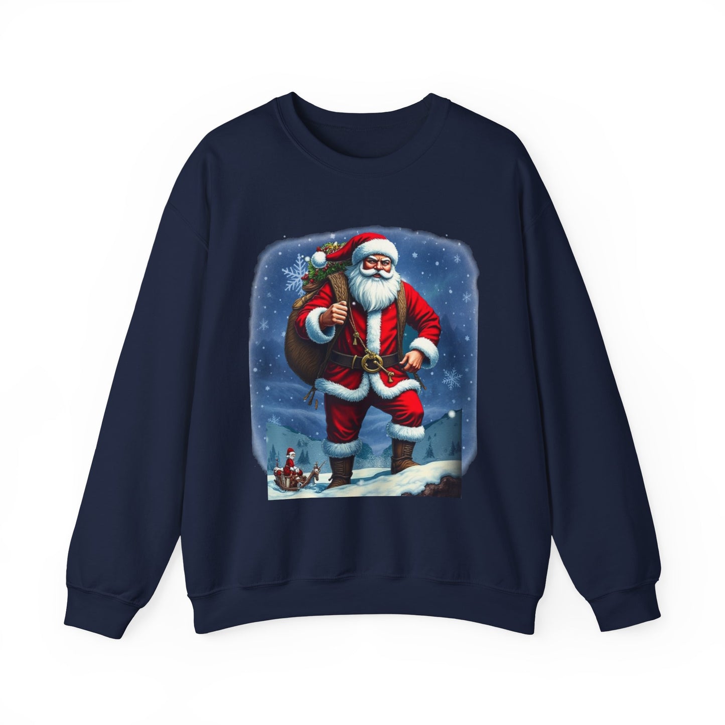 Santa Snow Hike, Graphic Sweatshirt – Vintage Holiday Christmas Crewneck