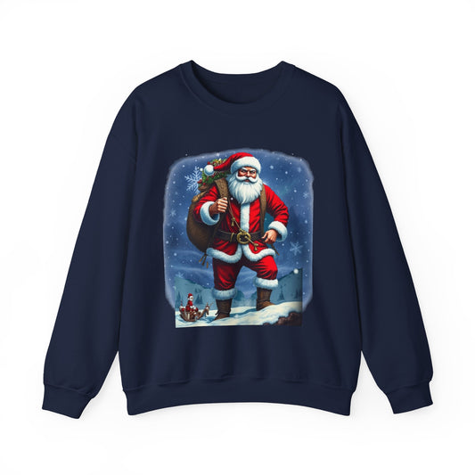 Santa Snow Hike, Graphic Sweatshirt – Vintage Holiday Christmas Crewneck